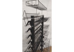 Стелаж прикасовий  з корзинами ,двосторонній на 60см. (графітовий)